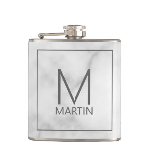 Modernes Personalisiertes Monogramm und Name Flask Flachmann