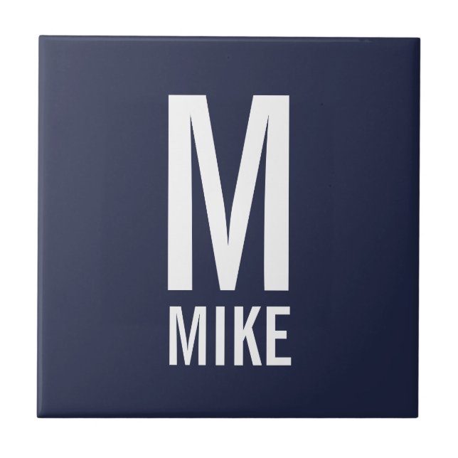 Modernes Personalisiertes Monogramm und Name Fliese (Vorderseite)