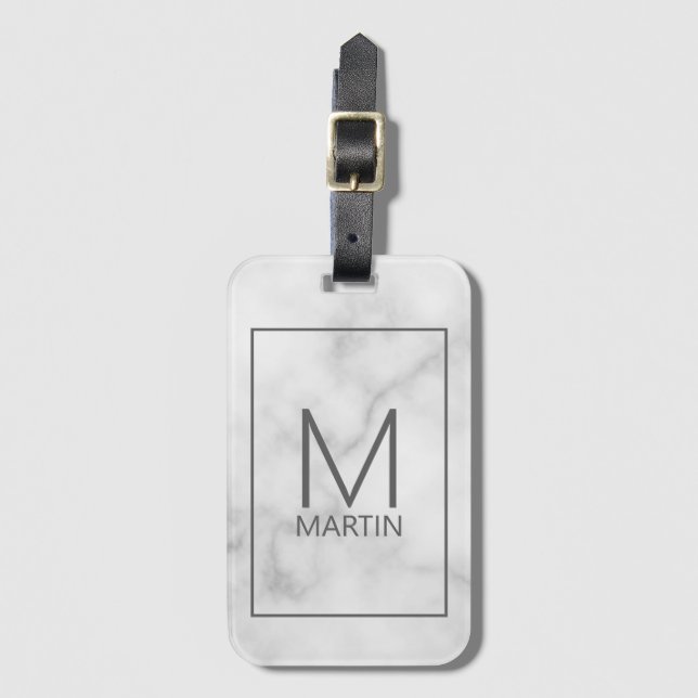 Modernes Personalisiertes Monogramm und Name Gepäc Gepäckanhänger (Vorderseite Vertikal)