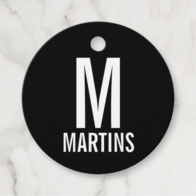 Modernes Personalisiertes Monogramm und Name Geschenkanhänger (Vorderseite)