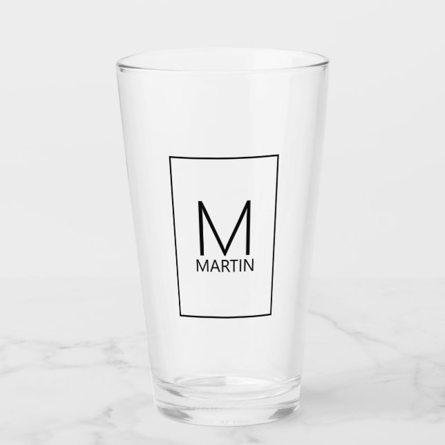 Modernes Personalisiertes Monogramm und Name Glas (Vorderseite)