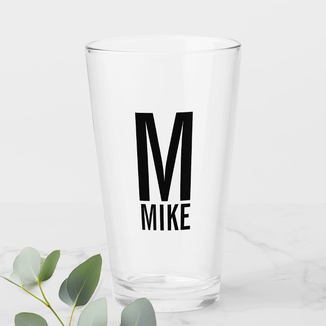 Modernes Personalisiertes Monogramm und Name Glas (Von Creator hochgeladen)