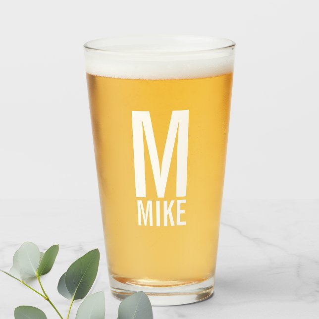 Modernes Personalisiertes Monogramm und Name Glas (Von Creator hochgeladen)