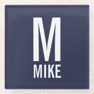 Modernes Personalisiertes Monogramm und Name Glasuntersetzer