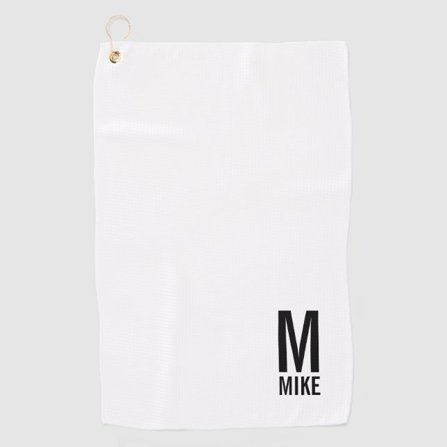 Modernes Personalisiertes Monogramm und Name Golfhandtuch (Vorderseite)