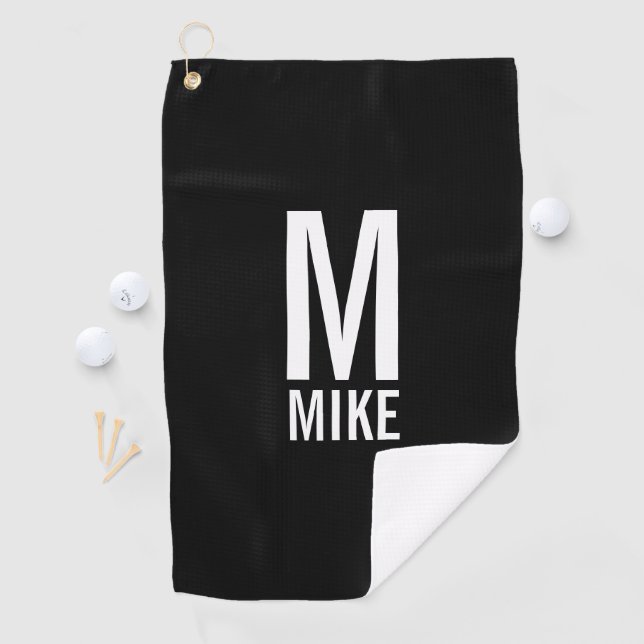 Modernes Personalisiertes Monogramm und Name Golfhandtuch (Insitu)