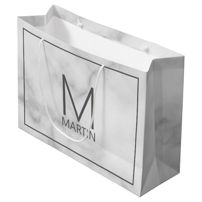 Modernes Personalisiertes Monogramm und Name Große Geschenktüte (Vorderseite Schrägansicht)
