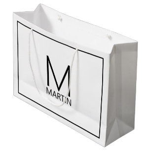 Modernes Personalisiertes Monogramm und Name Große Geschenktüte