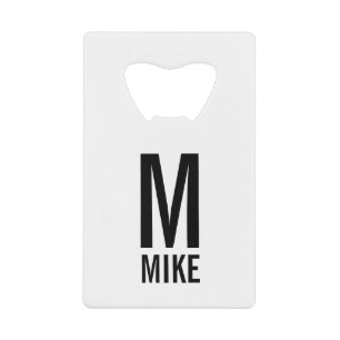 Modernes Personalisiertes Monogramm und Name Kreditkartenflaschenöffner