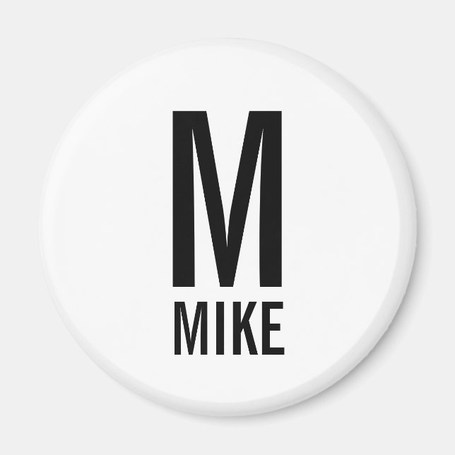 Modernes Personalisiertes Monogramm und Name Magnet (Vorne)