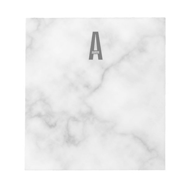 Modernes, Personalisiertes Monogramm und Name Note Notizblock (Vorderseite)