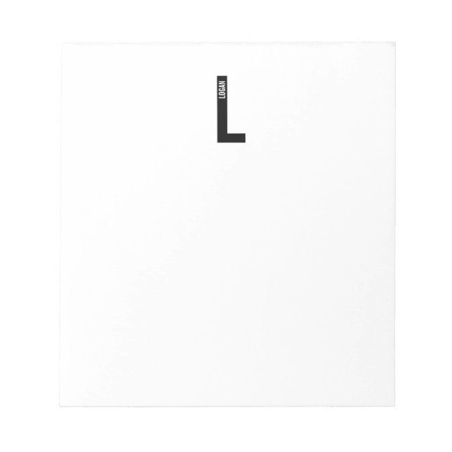 Modernes, Personalisiertes Monogramm und Name Note Notizblock (Vorderseite)