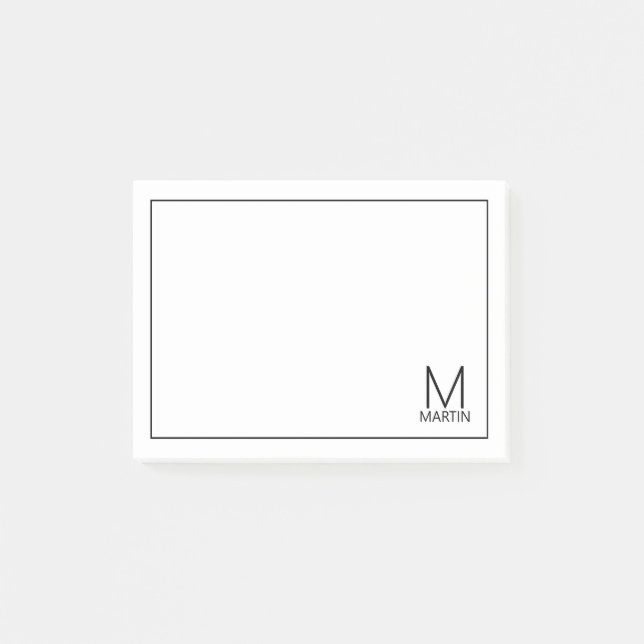Modernes Personalisiertes Monogramm und Name Notep Post-it Klebezettel (Vorderseite)