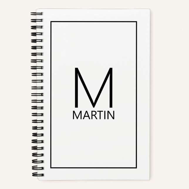 Modernes Personalisiertes Monogramm und Name Notizbuch (Vorderseite)