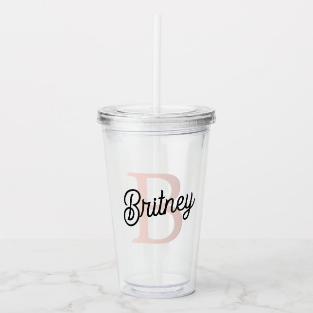 Modernes Personalisiertes Monogramm und Name Paste Acryltrinkbecher (Vorderseite)
