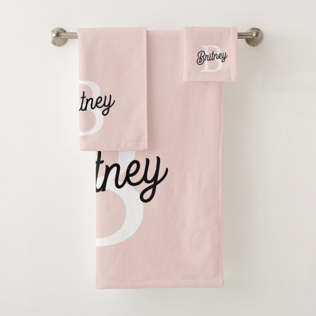 Modernes Personalisiertes Monogramm und Name Paste Badhandtuch Set (Insitu)