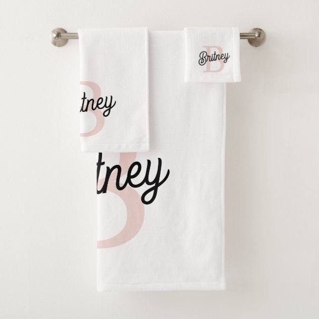 Modernes Personalisiertes Monogramm und Name Paste Badhandtuch Set (Insitu)