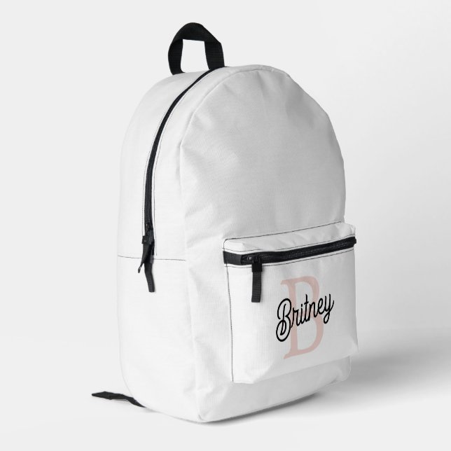 Modernes Personalisiertes Monogramm und Name Paste Bedruckter Rucksack (Rückseitige Ecke links)