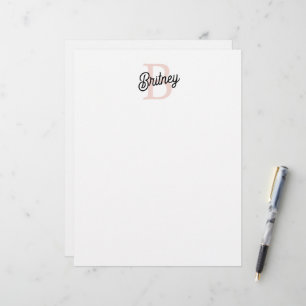 Modernes Personalisiertes Monogramm und Name Paste Briefbogen
