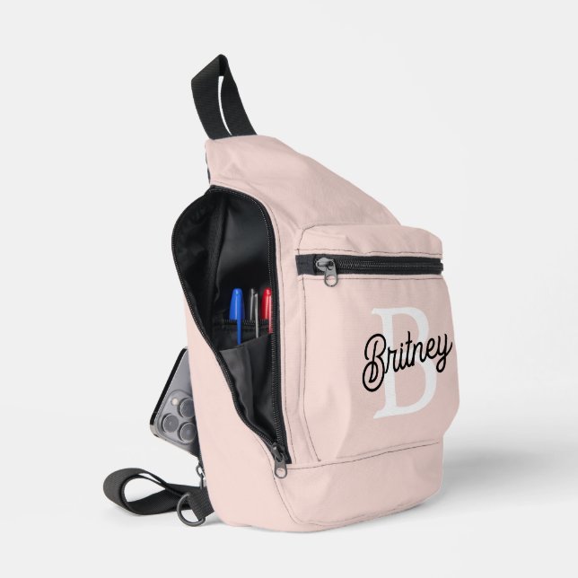 Modernes Personalisiertes Monogramm und Name Paste Crossbody Bag (Offen)