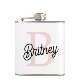 Modernes Personalisiertes Monogramm und Name Paste Flachmann