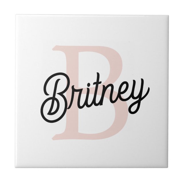 Modernes Personalisiertes Monogramm und Name Paste Fliese (Vorderseite)