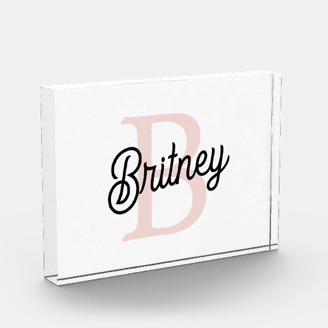 Modernes Personalisiertes Monogramm und Name Paste Fotoblock (Links)