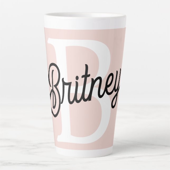 Modernes Personalisiertes Monogramm und Name Paste Milchtasse (Vorderseite)