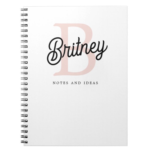 Modernes Personalisiertes Monogramm und Name Paste Notizblock (Vorderseite)