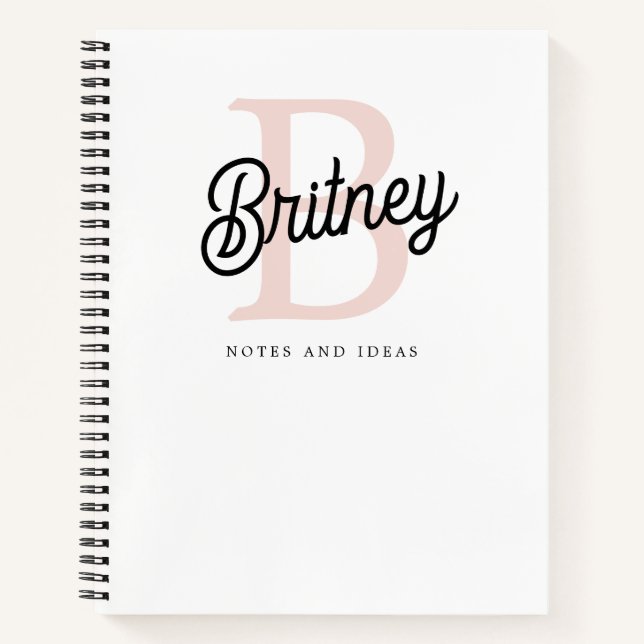Modernes Personalisiertes Monogramm und Name Paste Notizbuch (Vorderseite)