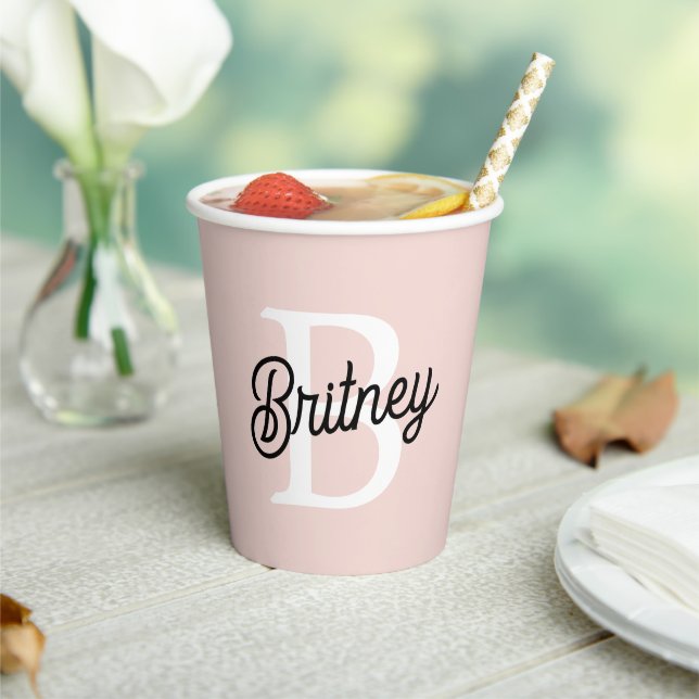 Modernes Personalisiertes Monogramm und Name Paste Pappbecher (In Situ)
