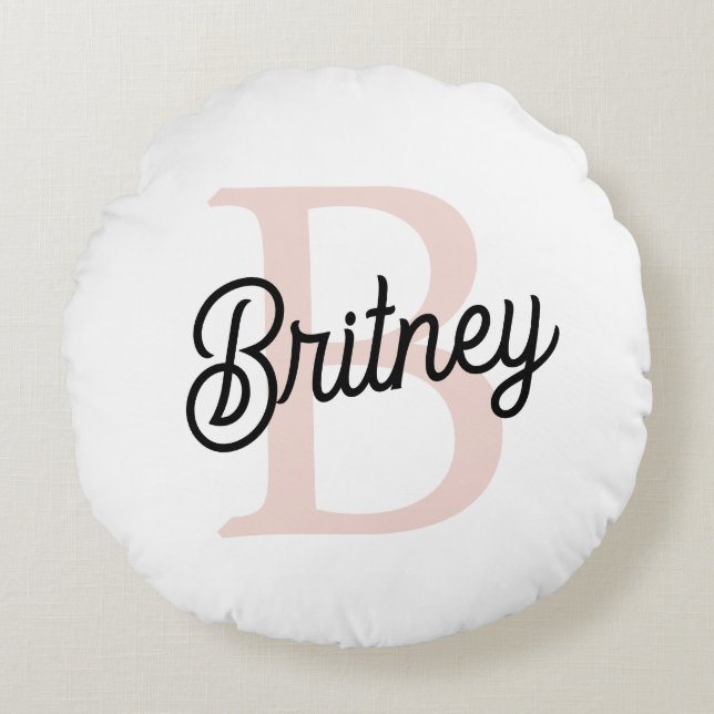 Modernes Personalisiertes Monogramm und Name Paste Rundes Kissen (Vorderseite)