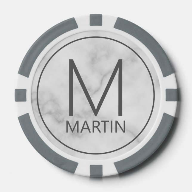 Modernes Personalisiertes Monogramm und Name Pokerchips (Vorderseite)