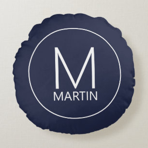 Modernes Personalisiertes Monogramm und Name Rundk Rundes Kissen
