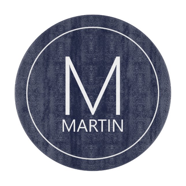 Modernes Personalisiertes Monogramm und Name Schneidebrett (Vorderseite)