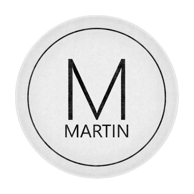 Modernes Personalisiertes Monogramm und Name Schneidebrett (Vorderseite)
