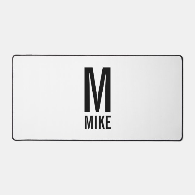 Modernes Personalisiertes Monogramm und Name Schreibtischunterlage (Vorderseite)