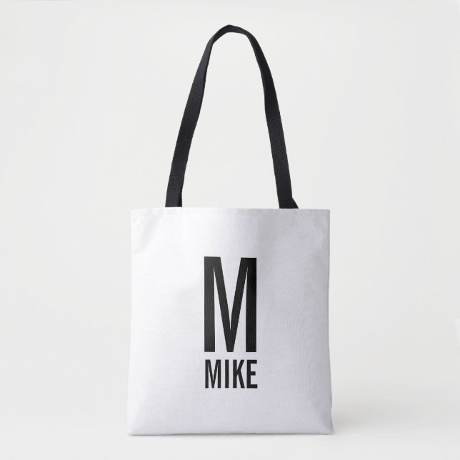 Modernes Personalisiertes Monogramm und Name Tasche (Vorderseite)