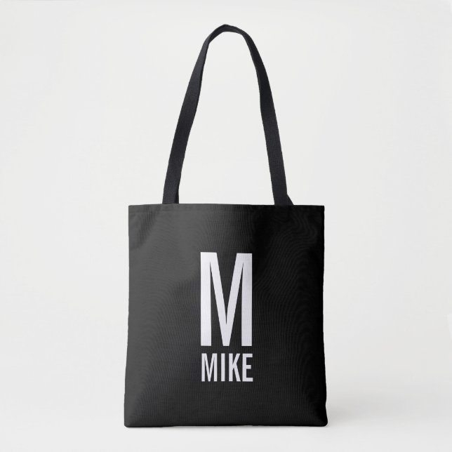 Modernes Personalisiertes Monogramm und Name Tasche (Vorderseite)