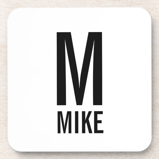 Modernes Personalisiertes Monogramm und Name Untersetzer (Vorderseite)