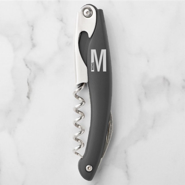 Modernes, Personalisiertes Monogramm und Name Wait Kellnermesser (Vorderseite)