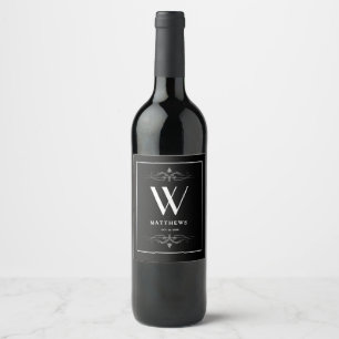 Modernes Personalisiertes Monogramm und Name Wein Weinetikett