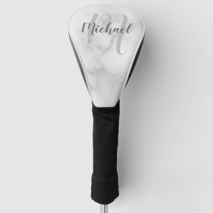 Modernes Personalisiertes Monogramm und Name Weiße Golf Headcover