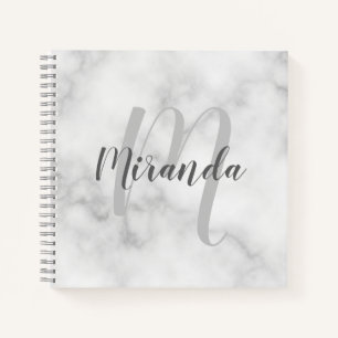 Modernes Personalisiertes Monogramm und Name Weiße Notizbuch