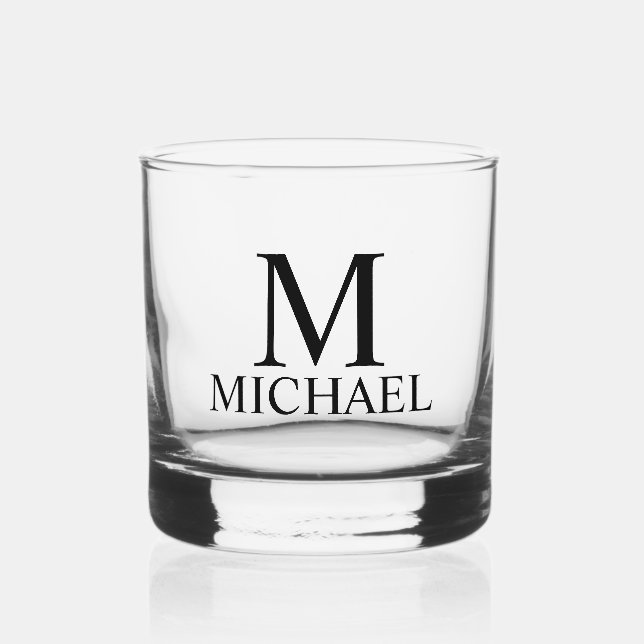 Modernes Personalisiertes Monogramm und Name Whiskyglas (Vorderseite)