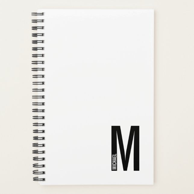 Modernes, Personalisiertes Monogramm und Namenspla Planer (Vorderseite)