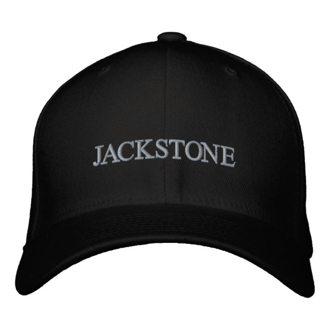 Modernes Personalisiertes Namensschild Cool Black Bestickte Baseballkappe (Vorderseite)