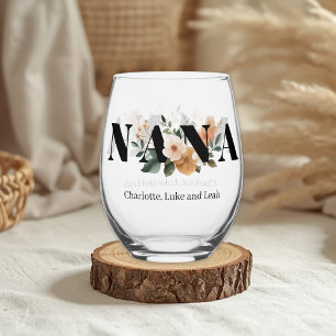 Modernes personalisiertes Nana-Blumengeschenk Weinglas Ohne Stiel