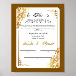 Modernes Personalisiertes Nikkah-Heiratzeugnis Poster