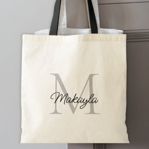 Modernes Personalisiertes Schwarzes Monogramm Tragetasche